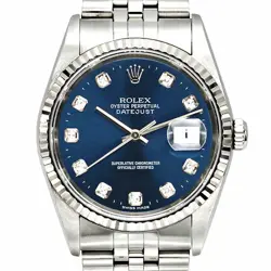 ROLEX DATEJUST 16234G 36MM MEN'S WATCH DIAMOND BLUE DIAL AUTOMATIC