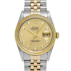 ROLEX DATEJUST 16233G 18K GOLD SS 36MM SAPPHIRE CRYSTAL 200M WATERPROOF USED