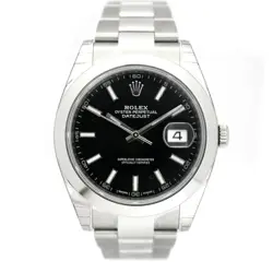 ROLEX DATEJUST 41MM SS BLACK DIAL SAPPHIRE CRYSTAL USED