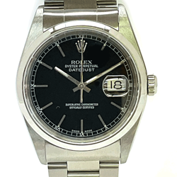 ROLEX DATEJUST 16200 SS STAINLESS STEEL BLACK DIAL 36MM, 2002 USED
