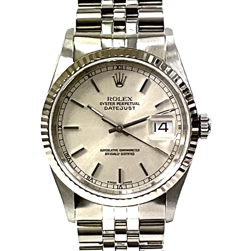 ROLEX DATEJUST 16234 SILVER DIAL STAINLESS STEEL GOLD BAND AUTOMATIC 36MM USED