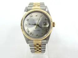 ROLEX DATEJUST 16233 MEN'S SILVER ROMAN DIAL 35MM AUTOMATIC USED