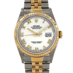ROLEX DATEJUST 36MM STAINLESS STEEL & 18K YELLOW GOLD AUTOMATIC WW2 WATCH