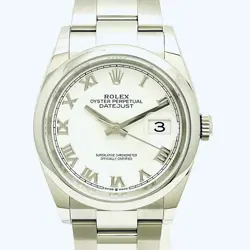 ROLEX DATEJUST 36MM SS STAINLESS STEEL WHITE ROMAN DIAL 2021 MEN’S WATCH