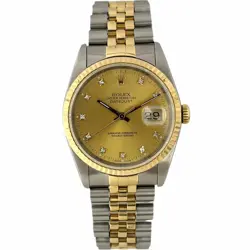 ROLEX DATEJUST 16233G CHAMPAGNE GOLD STEEL K18YG LADIES WRISTWATCH