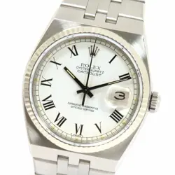 ROLEX DATEJUST OYSTER QUARTZ 17014 SILVER DIAL STEEL WATCH, USED