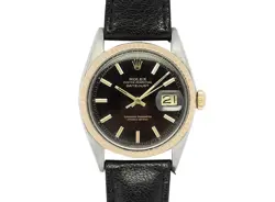 ROLEX DATEJUST 1601 MIRROR DIAL SS/PG VINTAGE WATCH CAL.1560 LEATHER BRACELET