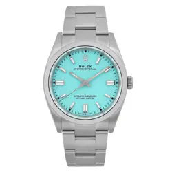 ROLEX OYSTER PERPETUAL STEEL 36MM TIFFANY DIAL MEN WATCH 126000