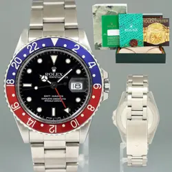 1988 MINT ROLEX GMT-MASTER PEPSI BLUE RED 40MM STEEL 16750 WATCH BOX