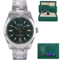 2020 NEW PAPERS ROLEX MILGAUSS 116400GV GREEN ANNIVERSARY STEEL BLACK WATCH BOX