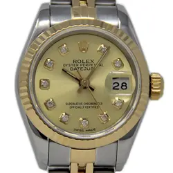 ROLEX 69173 DATEJUST 26MM STEEL/GOLD AUTOMATIC CHAMPAGNE DIAMOND CUSTOM #2211-1