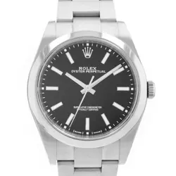 ROLEX OYSTER PERPETUAL 39 114300 BLACK INDEX STEEL SMOOTH OYSTER MENS WATCH 2019