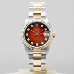 ROLEX DATEJUST 31 GOLD & STEEL 68273 RED VIGNETTE DIAMOND, OYSTER - PRE-OWNED