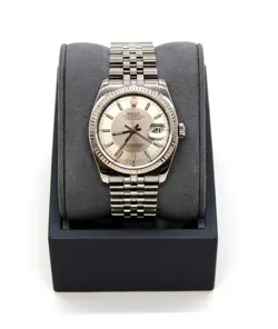 ROLEX DATEJUST 116234 18K WHITE GOLD BEZEL SS WRISTWATCH SILVER TUXEDO DIAL 36MM