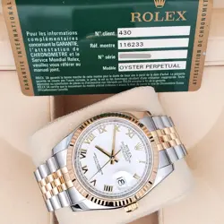 ROLEX DATEJUST 36MM 116233 2-TONE WHITE ROMAN DIAL JUBILEE WATCH BOX PAPERS