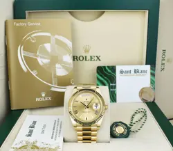 ROLEX - 40MM 18KT GOLD DAY DATE 40 PRESIDENT CHAMPAGNE ROMAN 228238 - SANT BLANC