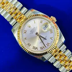 STAINLESS STEEL & 18K ROSE GOLD 36MM OYSTER PERPETUAL DATE ROLEX WATCH
