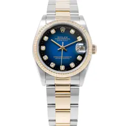 ROLEX DATEJUST 31 68273 GOLD & STEEL WATCH - BLUE VIGNETTE DIAMOND, OYSTER - ...