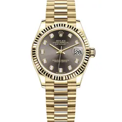 ROLEX DATEJUST 31, YELLOW GOLD, DARK GREY DIAMOND DIAL, 278278, BOX & PAPERS