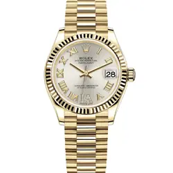 ROLEX DATEJUST 31 278278, SILVER ROMAN VI DIAMOND, YELLOW GOLD