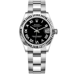 ROLEX DATEJUST 31 278274, STEEL & WHITE GOLD, BRIGHT BLACK ROMAN
