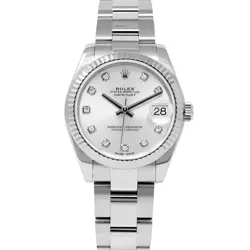 ROLEX DATEJUST 31 WHITE GOLD & STEEL 178274 SILVER DIAMOND, OYSTER - PRE-OWNED