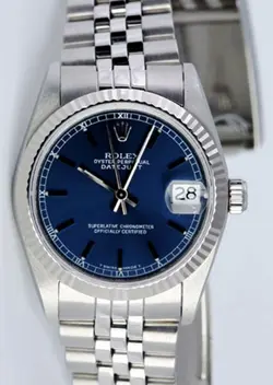 ROLEX DATEJUST LADY 31MM WHITE GOLD STEEL BLUE 68274 JUBILEE - PRE-OWNED