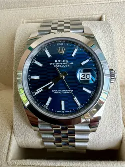 ROLEX DATEJUST 41MM, BLUE MOTIF DIAL, JUBILEE BRACELET, 126300, DATED 2024