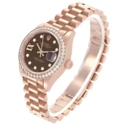 Rolex President 28 Rose Gold Chocolate Dial Ladies Watch 279135 Box Card
