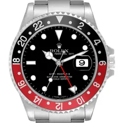 ROLEX GMT MASTER II BLACK RED COKE BEZEL DIAL STEEL MENS WATCH 16710