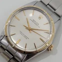 MENS ROLEX OYSTER PERPETUAL REF 1003 34MM 14K GOLD SS 1960S AUTOMATIC NA129S