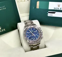 ROLEX DAYTONA WHITE GOLD BLUE DIAL 116509 BOX AND PAPERS 2017 SPORTS WATCH 40MM