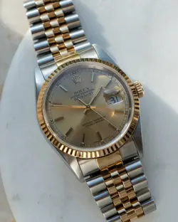 ROLEX DATEJUST 16233 GOLD AND SILVER WITH GOLD BEZEL 100% AUTHENTIC