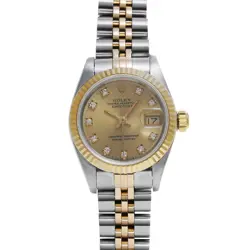 ROLEX DATEJUST 10P DIAMOND 69173G X SERIES (MANUFACTURED AROUND 1993) CHAMPA...