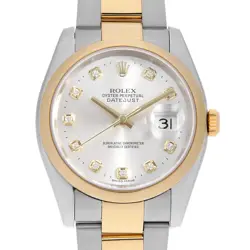 ROLEX DATEJUST 36 10P DIAMOND 116203G SILVER F NUMBER SECOND HAND MENS