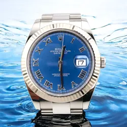 GORGEOUS ROLEX DATEJUST 126334 - AZURRO BLUE - 18K FLUTED BEZEL - OYSTER