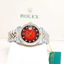 Rolex 31mm 18K Half Yellow Gold Red Degrade Diamonds Dial Datejust REF: 68273
