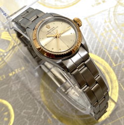 THE ROLEX OYSTER PERPETUAL 6804 “ZEPHYR” LADIES AUTO WATCH 18K GOLD BEZEL BOXED