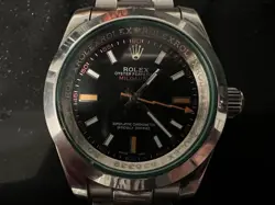 ROLEX MILGAUSS FACTORY GREEN CRYSTAL OYSTER PERPETUAL BLACK DIAL STEEL PAPERS