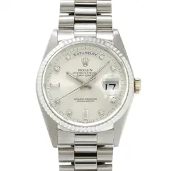 ROLEX DAY-DATE 18239A(A) K18WG SILVER/DIAMOND DIAL AUTOMATIC MEN'S WATCH