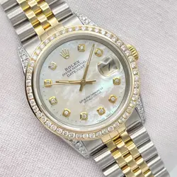 ROLEX DATEJUST 36MM 16013 MOP DIAMOND DIAL DIAMOND BEZEL & SHOULDERS JUBILEE