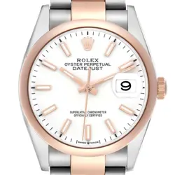 ROLEX DATEJUST 36 STEEL ROSE GOLD WHITE DIAL MENS WATCH 126201 BOX CARD