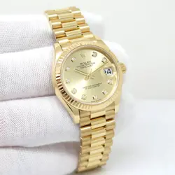 ROLEX 278278 DATEJUST 31 YELLOW GOLD WITH CHAMPAGNE DIAMOND DIAL ON PRESIDENT