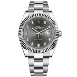 ROLEX DATEJUST 41 STEEL & WHITE GOLD 126334 - SLATE DIAMOND, OYSTER