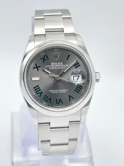 ROLEX DATEJUST 126200 36MM GENTS GREY ROMAN WIMBLEDON DIAL BOX & PAPERS 2021