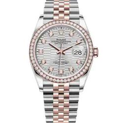 ROLEX DATEJUST 36 126281RBR SILVER FLUTED MOTIF DIAMOND, JUBILEE BRACELET - P...