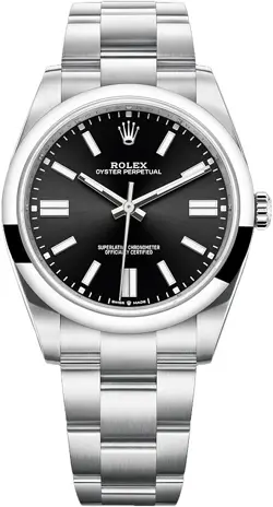 ROLEX OYSTER PERPETUAL 41 124300, STAINLESS STEEL, BRIGHT BLACK DIAL, BOX & P...