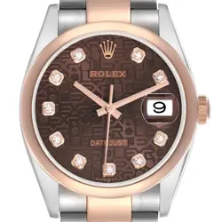 ROLEX DATEJUST 36 STEEL ROSE GOLD DIAMOND MENS WATCH 126201 BOX CARD