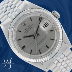 ROLEX MENS DATEJUST 36MM STEEL SILVER INDEX DIAL FLUTED BEZEL JUBILEE BAND 1601
