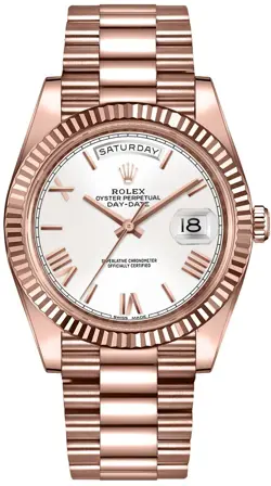 ROLEX DAY-DATE 40 WHITE ROMAN DIAL ROSE GOLD MENS PRESIDENTIAL WATCH 228235-0032